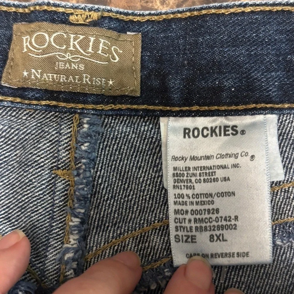 Rockies Natural‎ Rise Jeans Womens 8XL Dark Wash Western V-Yoke Straight